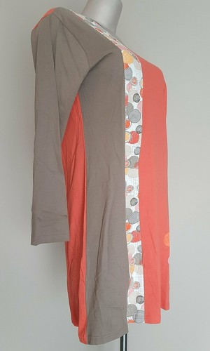 Liquette mi-longue Taille 4 Rose Pomme 100% Coton Imprimé Corail/Cendre - Picture 4 of 5