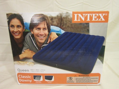 Intex Queen Classic Downy Inflatable Air Mattress 60" × 80" × 8.75" W/ Hand Pump