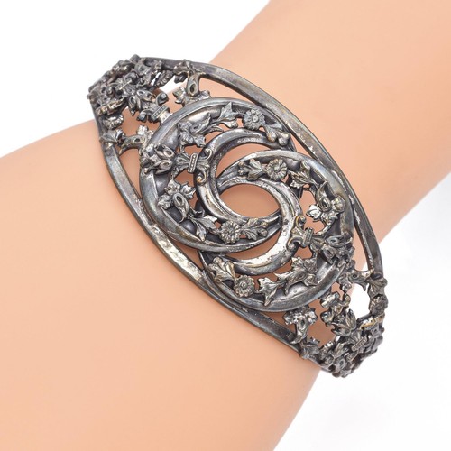 Vintage Napier Silver Plated Filigree Cuff Bracelet - Picture 6 of 6