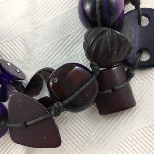 SOBRAL Vintage Purple Asymmetrical Pebble Bead Resin Long Necklace Jackie Brazil - Picture 21 of 24