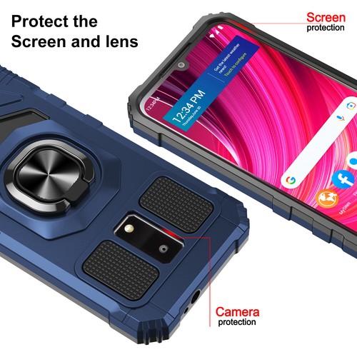Funda para teléfono con soporte de anillo a prueba de golpes para BLU View 4 B135DL con vidrio templado - Imagen 13 de 36