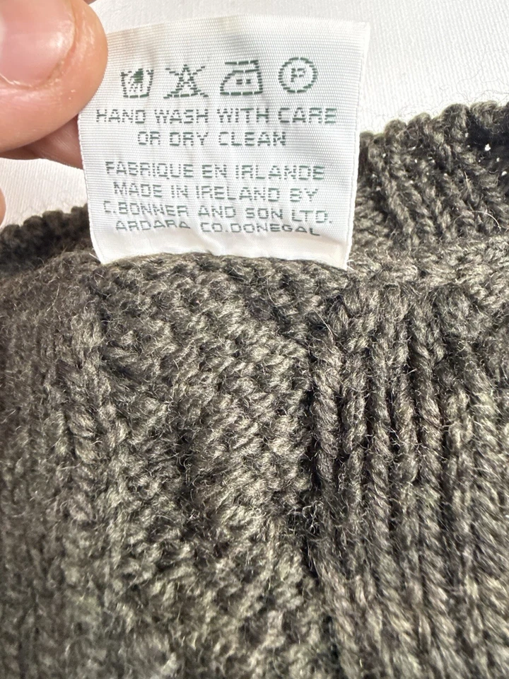 Vintage BONNER of IRELAND Sweater Wool Aran Knit Pullover Green Chunky - Image 3 of 4