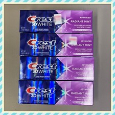 4X Crest 3D White Radiant Mint Fluoride Toothpaste Remove 90% 2.4 Oz Each -4Lot