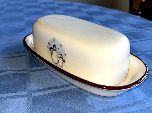 Royal Seasons Snowmen Christmas Pattern, Covered Butter Dish, RN1 Stoneware - Picture 12 of 12