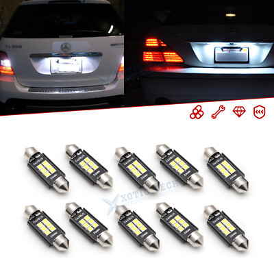 10x White 39mm CAN-bus Error Free 6411 C5W LED Bulbs For Festoon Dome Light Lamp