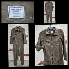 SMALL women Abercrombie  Fitch Green Long Convertible Sleeve Utility Jumpsuit