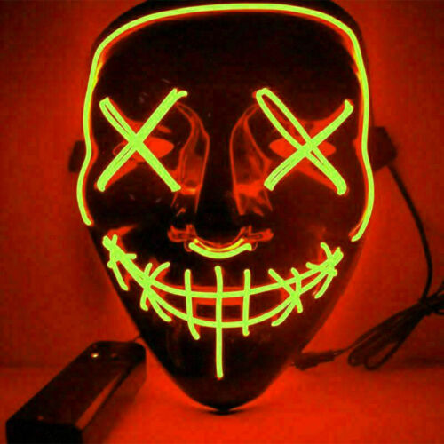 Halloween Scary Mask Cosplay Led Costume Mask EL Wire Light up Halloween Party - Picture 10 of 17