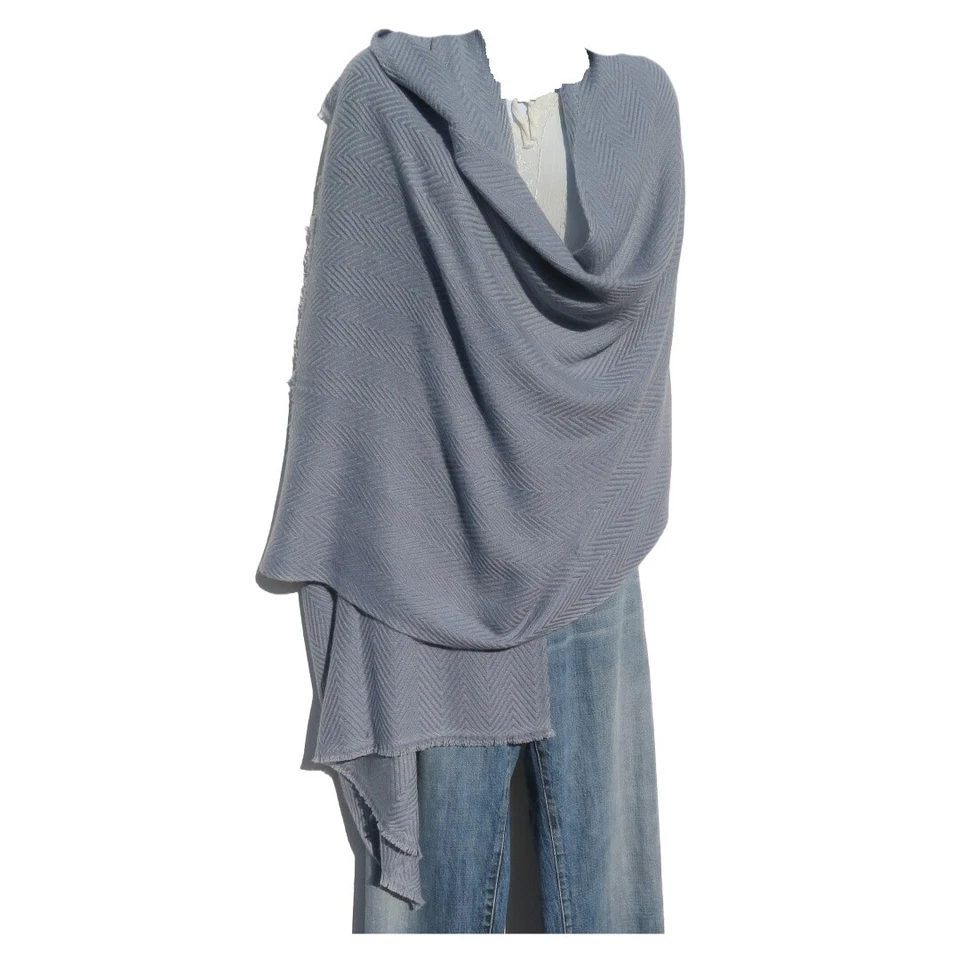 Cachemira | Mantón | 4 capas | Telar a mano | Nepal | Espiga | Plateado Foto 2 de 3