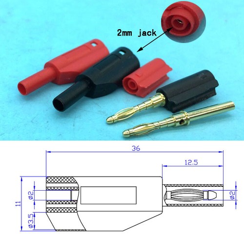 PA Plastic Gold Plated Stackable 2mm Banana Plug Connector TO Speaker colour - Picture 2 of 11