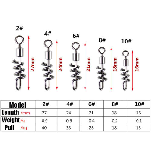 100pcs Stainless steel Fishing Rolling Swivel Snap Swivel Connector Cork Screw - Picture 2 of 6