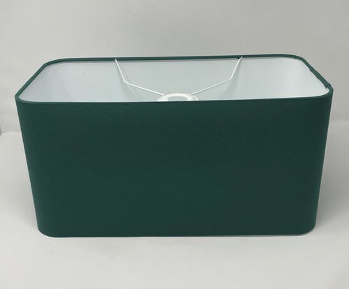 Pantalla de lámpara verde oscuro algodón redondeada sombra rectangular - Imagen 3 de 6