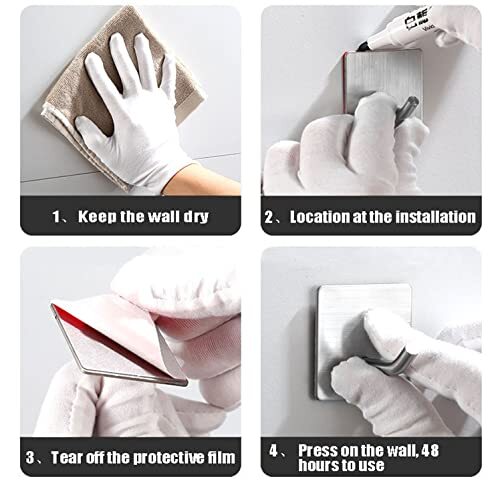 8 Pack Adhesive Hooks, 4 Pack Razor Holder for Shower and 4 Heavy Duty Silver - Picture 5 of 6