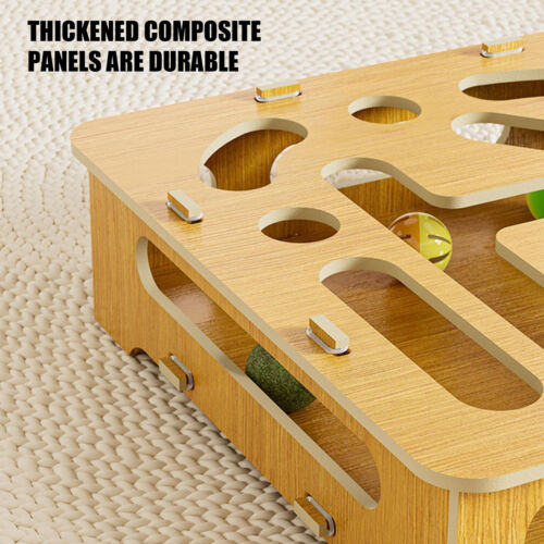 Cat Hunting Box Confuse a Cat Box Puzzle Wood Cat Interactive Toy with Feather - Picture 11 of 12
