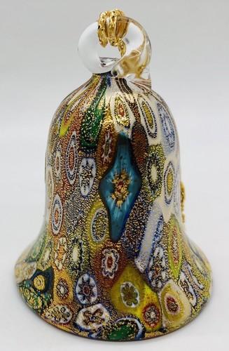 VTG Murano Glass Campanella Millefiori Christmas Bell Ornament 3” Set Of 3 - Picture 4 of 17