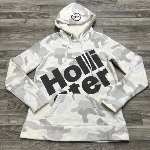 HOLLISTER Pullover Gray Camou Print Hooded Sweatshirt Hoodie Boy's Size XS - Picture 2 of 10