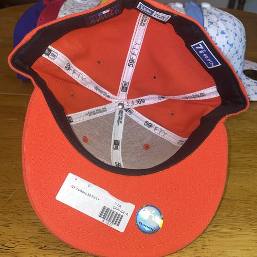 new era 7 7/8 Hat New York Yankees Orange Vintage Brand New - Picture 4 of 4