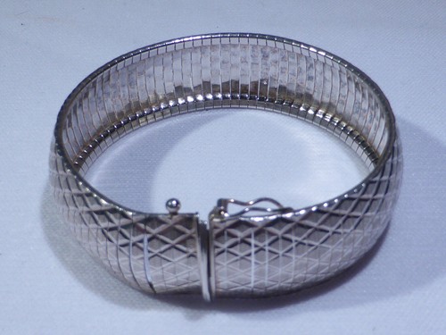 Italian Solid Silver Expanding Bracelet 20mm Wide Hallmark Italy Milor 30gm Box - Picture 4 of 24