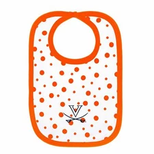 Virginia Cavaliers Polka Dot Bib Newborn Baby 100% Cotton Zelcro Closure NEW