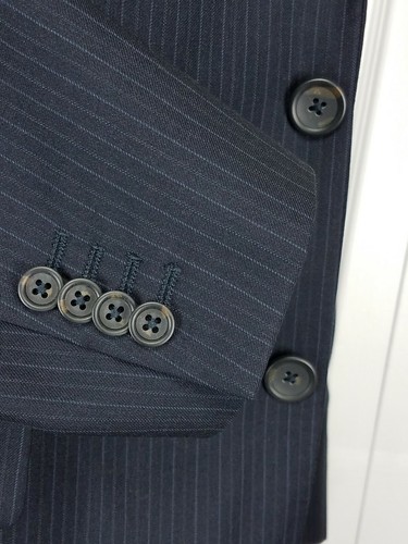 Banana Republic tuta uomo blu navy gessato giacca lana 40S pantaloni 33x32 - Foto 5 di 12