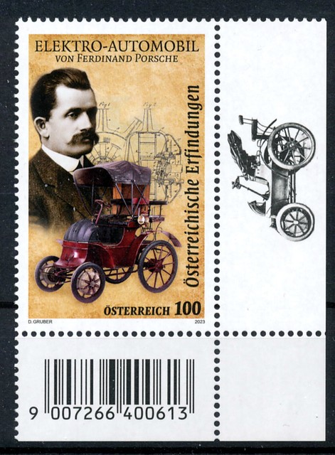 Österreich 2023 Elektro Automobil von Ferdinand Porsche postfrisch Österreich 2023 Elektro Automobil von Ferdinand Porsche postfrisch
