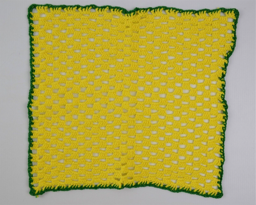 Delantal y paño de cocina amarillo ganchillo a mano vintage para damas 1/2 - Imagen 7 de 8
