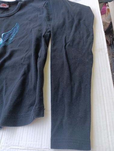 Vintage Women Harley Davidson Black Long Shirt Heart Wings Legends New Jersey XL - Picture 6 of 15