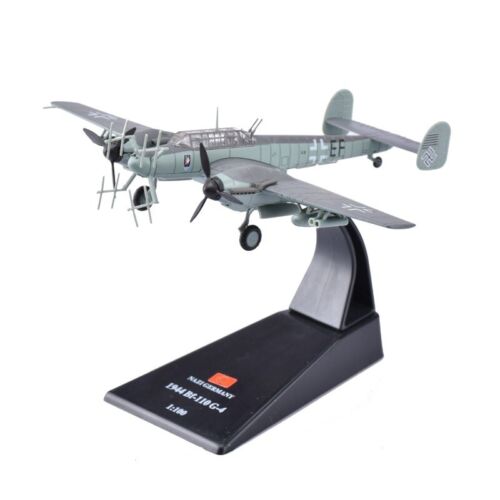 Modellino militare pressofuso 1:100 Luftwaffe seconda guerra mondiale Messerschmitt BF 110 aereo bombardiere - Foto 4 di 6