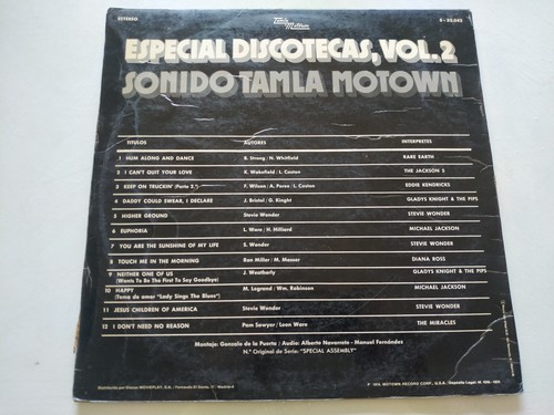 Especial Discotecas Sonido Tamla Motown Michael Jackson 1974 LP 12" Vinilo G+/G+ - Imagen 3 de 5