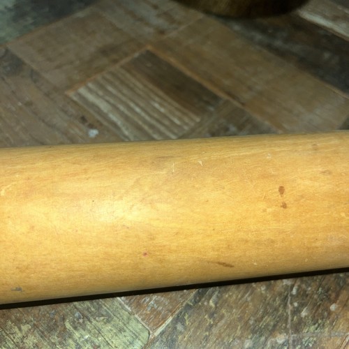 Antique Primitive Rolling Pin Wood, Handle With Hole Great Patina Farmhouse 16” - Picture 5 of 5
