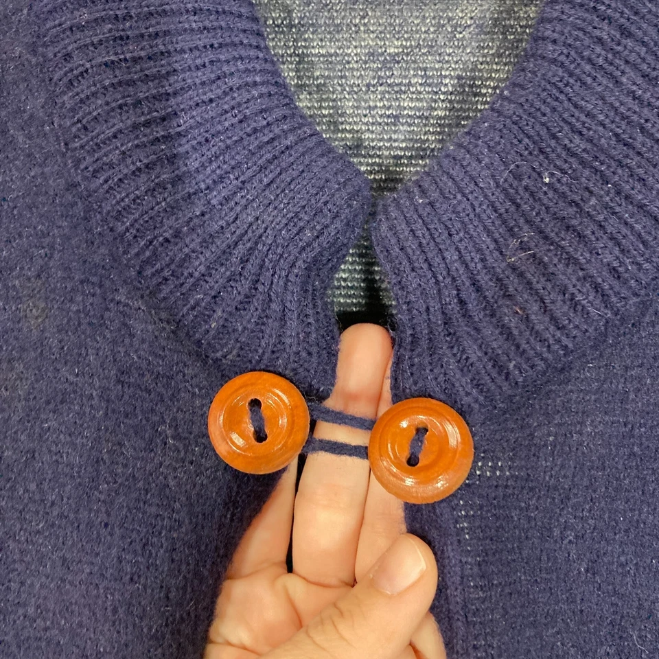 Poncho con capa de lana de alpaca de colección azul marino talla única para la mayoría de los artesanos de punto suave Foto 3 de 4