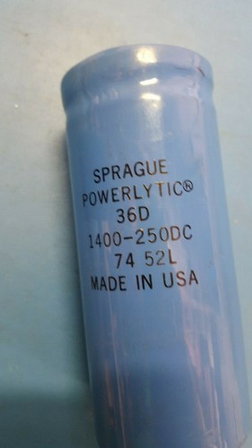 Capacitor, Aluminum Electrolytic, SPRAGUE 36D 1400uF, 250VDC, Screw, MADE IN USA - Picture 8 of 9