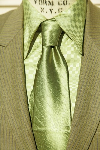 1968 Tailored Golden Beau Green Suit Blue Pinstripes! Shirt/Hankie/Tie Optional - Picture 4 of 12
