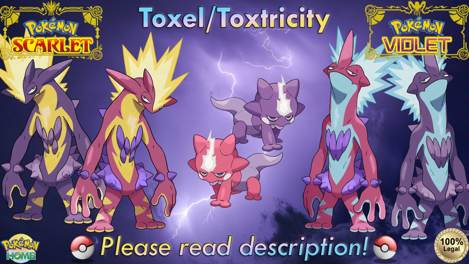 TOXEL 🌟SHINY/Normal 6IV🌟 Pokemon SCARLET and VIOLET PICK FORM / All IVs  31 lv1