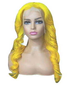 ?GIGI  24” YELLOW LACE FRONT  Wig *NEW Amazon.com : Boumon Yellow Lace Front Wig Human Hair 200  main image 2