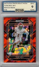 2023 Prizm Draft Picks Tank Dell RC #148 Red Ice Graded FCGS 9 MINT