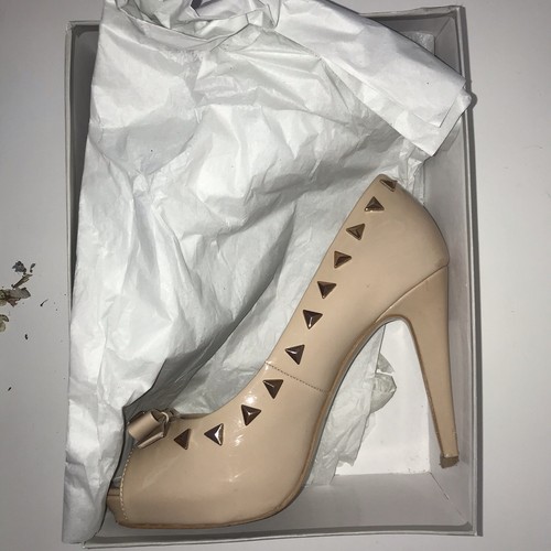 Kurt Geiger Carvel Nude Rose Gold Studs Peep Toe shoe High Heel 4in size 7 40EU - Picture 10 of 12
