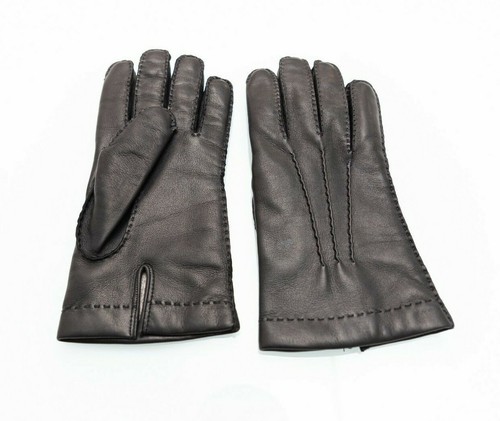 GUANTI UOMO PELLE CASHMERE NERO 100% Made In Italy Leather Gloves Black ELIANTO - Imagen 7 de 11