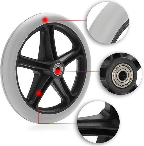 2PCS of 8 Inch Grey Rubber Wheelchair Replacement Wheels Wheelchair Front Wheels - Picture 4 of 12