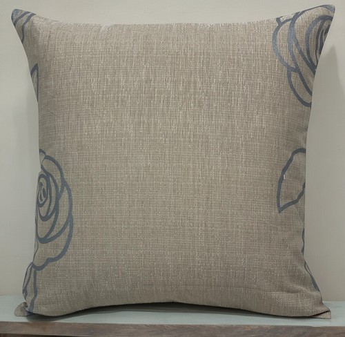 Set of 4 Floral Duck Egg Blue Beige Filled Cushion Covers Inner pad Linen 18x18" - Picture 10 of 10