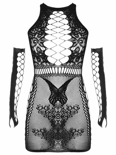 Womens Sexy Hollow Out Mini Dress Fishnet See Through Bodycon Lingerie Club-wear - Picture 12 of 139