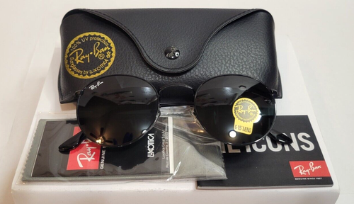 New Ray-Ban RB3447 Italy Round Metal black Frame black Lenses Sunglasses - Picture 6 of 6
