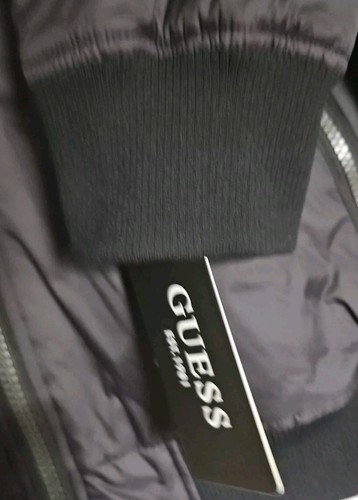 GUESS Men's Bomber Flight Jacket Windbreaker Water Resistant Black Medium. - Picture 4 of 5