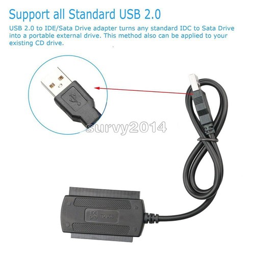 SATA/PATA/IDE to USB2.0 Converter Cable Adapter for 2.5/3.5'' Hard Drive Disk - Picture 3 of 4
