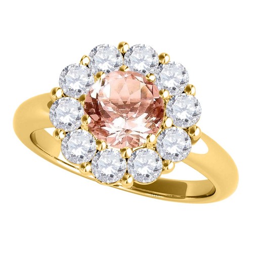 1.90 Ct. Halo Morganite-Diamond Wedding/Engagement Wedding Ring 10K Gold Jewelry - Picture 9 of 18