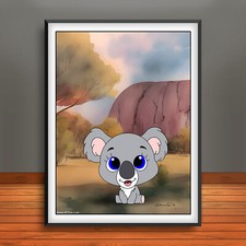 Cartoon Koala Outback Print, Poster, Australian Wall Art, Animal Decor