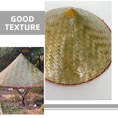 Woven Tapered Bamboo Hat Sun Hat Fisherman Hat Bamboo Woven Cone Hat Hat Farmer - Picture 10 of 12