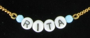 Rita-Name-Necklace-Gold-Tone-Blue-Glass-Circa-1950-60