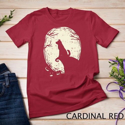 T-Shirt Shiba Inu Hund heulend Vollmond Vintage Halloween Haustier Geschenk Unisex - Bild 2 von 15
