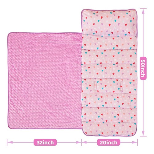 Transportable Toddler Nap Mat with Heart Design - Perfect for Preschool Naps - Picture 6 of 9