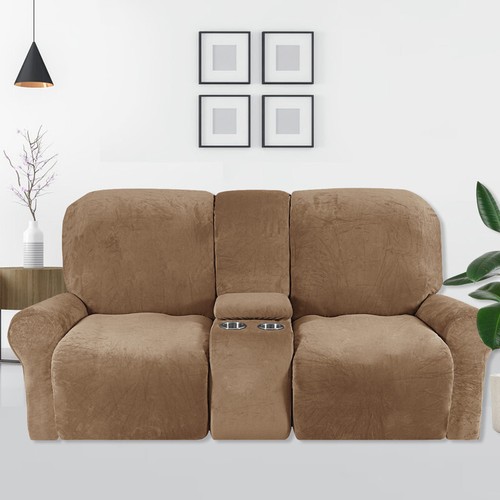 2-Seat Sofa Covers Stretch Recliner Couch Cover with Console Slipcover - Picture 33 of 137